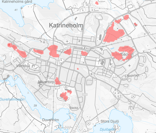Värmekarta över Katrineholm - från https://gisapp.msb.se/apps/varmekarteringar/